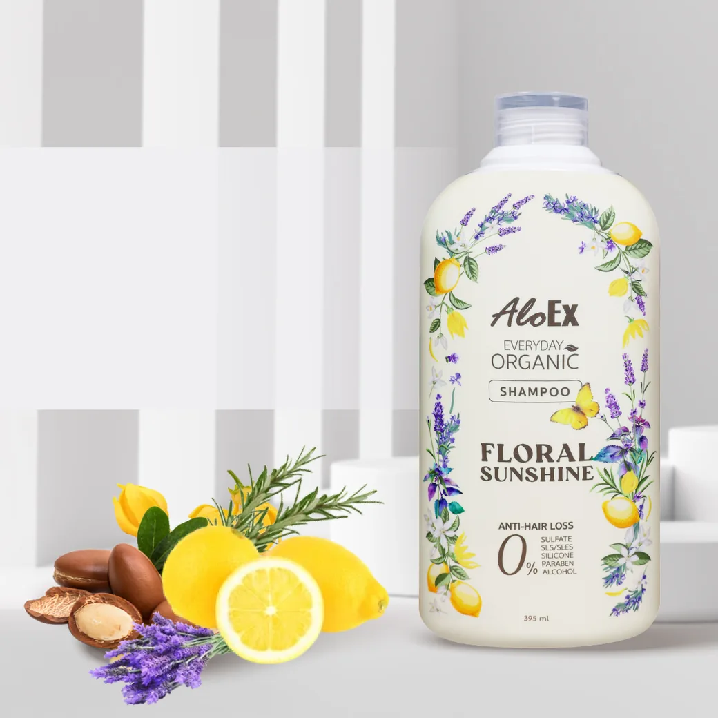 AloEx Everyday Organic Shampoo – Floral Sunshine แชมพูสมุนไพรออร์แกนิกสำหรับสระผมทุกวัน