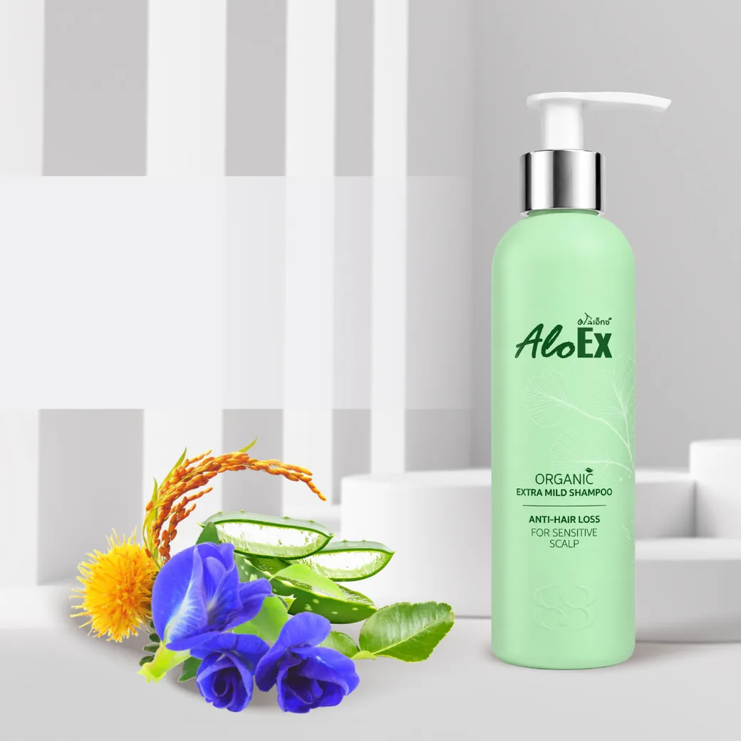 AloEx Organic Extra Mild Shampoo แชมพูสูตรอ่อนโยนพิเศษ สำหรับหนังศีรษะบอบบางระคายเคืองง่าย