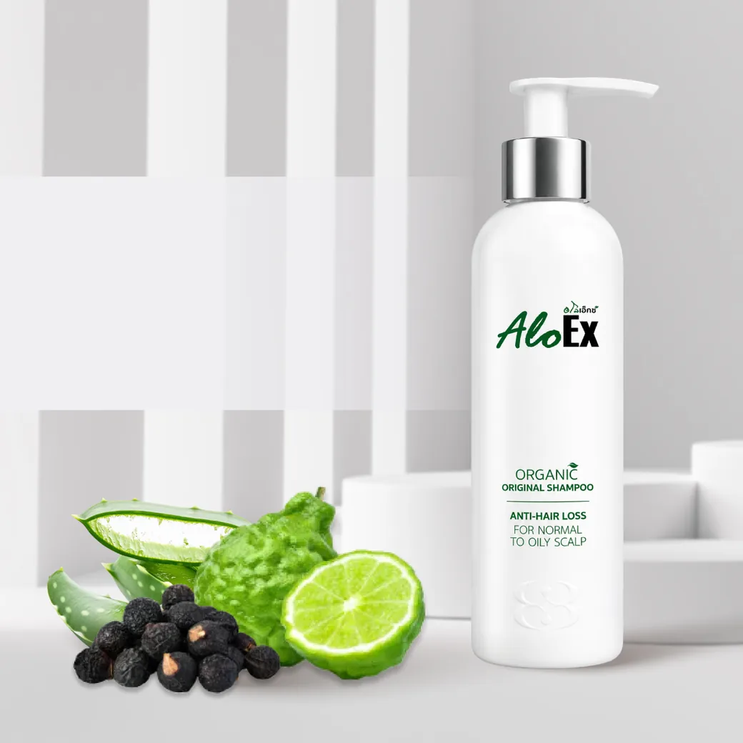 AloEx Organic Original Shampoo แชมพูสมุนไพรออร์แกนิกสูตรออริจินัลสำหรับเส้นผมและหนังศีรษะมัน
